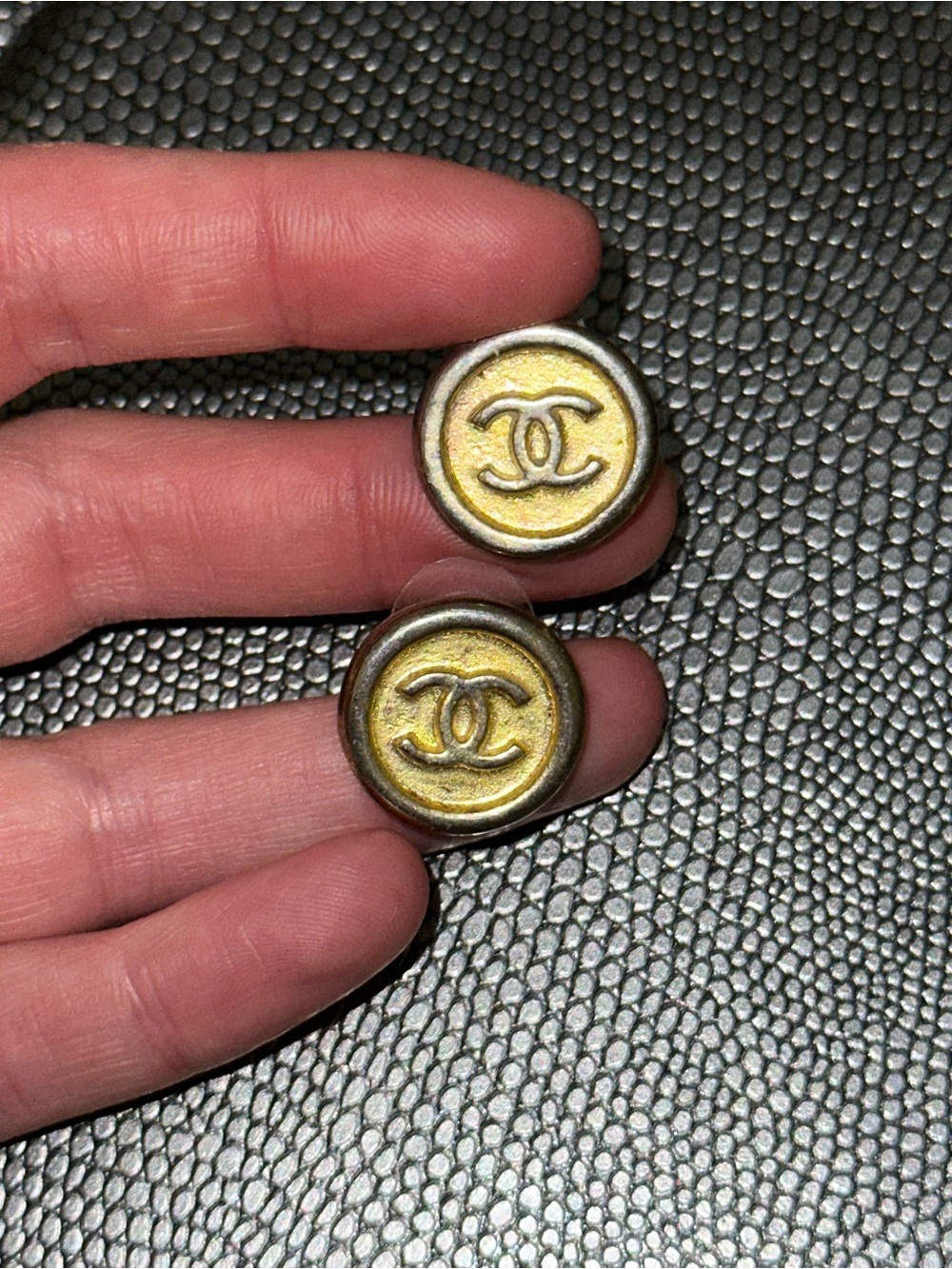 Chanel Gold-Tone CC Logo Earrings Pair